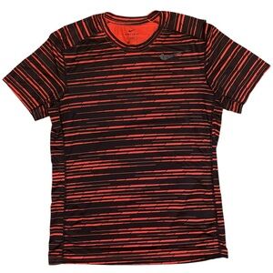 Nike Dri Fit Shirt Top Men’s Size M Medium Fitted Red & Black Striped